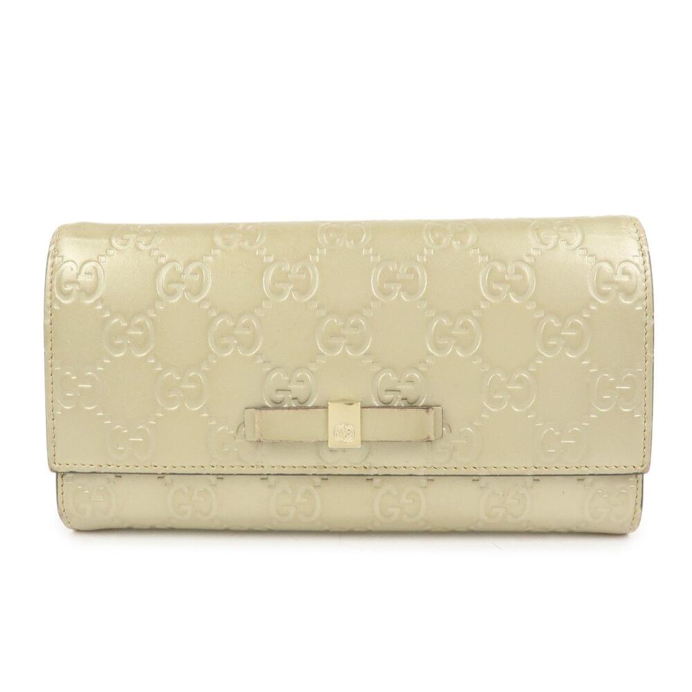 Gucci Guccissima Interlocking G Flap Long Wallet Beige